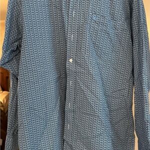 Blue Patterned Button-Up Shirt